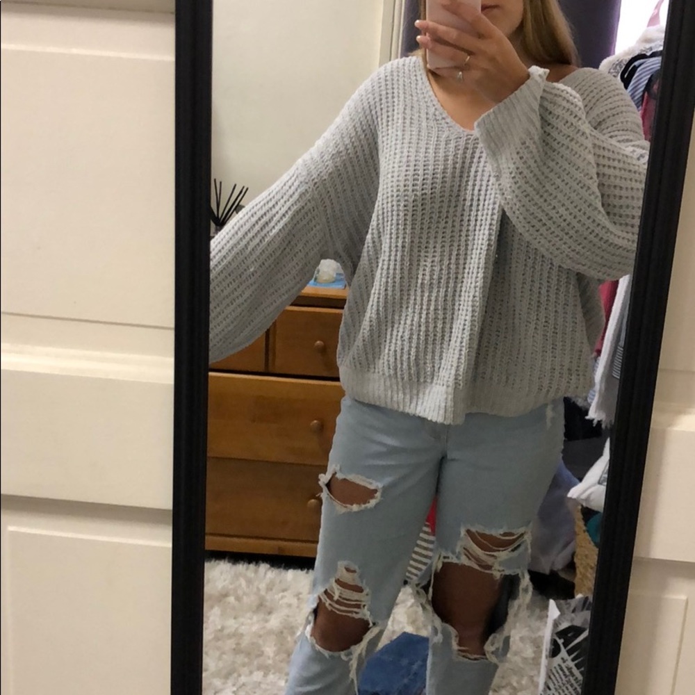 Grey chenille oversized sweater